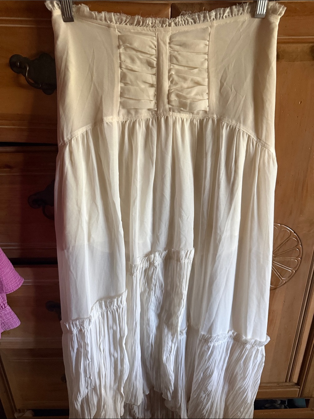 Urban Outfitters Cream Tiered Strapless Maxi Dress